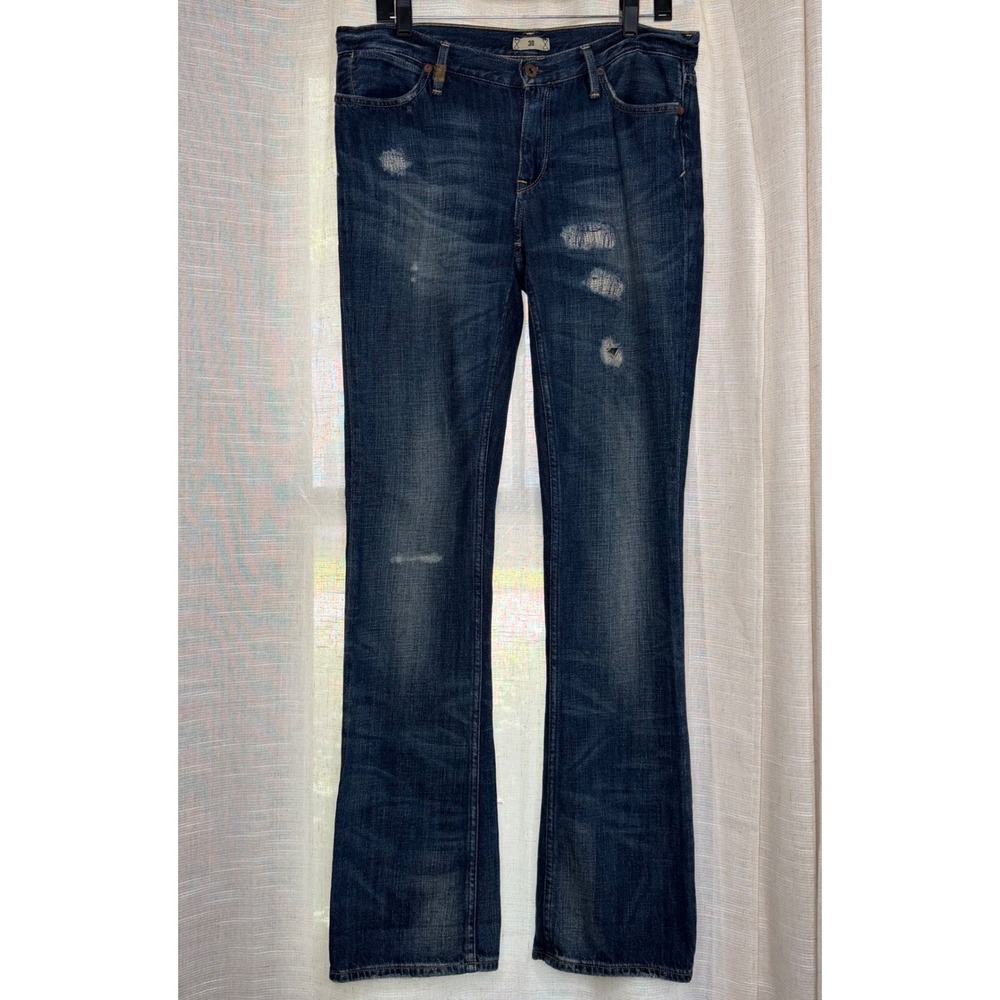 Ralph Lauren Madison 888 Distressed Patchwork Bootcut Jeans Dark Wash Women's 30